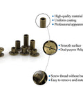 Leather Craft Rivet Kit With Chicago Screws 90 Sets in 6 Sizes, bronze finish, showing dual-purpose Philip head and smooth surface.