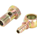 Two Sets 16mm Banjo Hose Barb Bolt Fitting With Bronze Tone Washers And Copper Spacers For Motorcycle And Car 4 Pieces Precision Machined