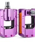 Foldable Bike Pedals Aluminum Alloy 9 Sixteenth Inch With Reflective Strips Non Slip Wide Flat Pedals For Mountain Road BMX Beach Cruiser Bikes Purple