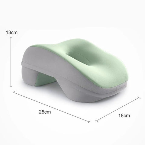 Green Desk Napping Pillow For Office Breaks And Travel With Memory Foam Neck Support, 25cm x 18cm x 13cm, breathable hollow design.