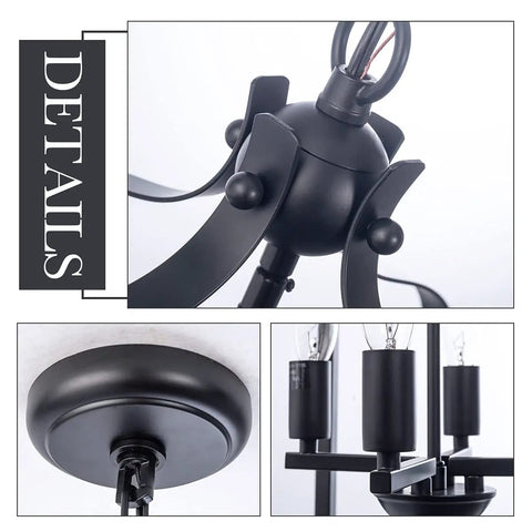 Detailed view of Industrial Pendant Light With Classic Black Metal Cage For Farmhouse And Modern Homes showing fixture components.