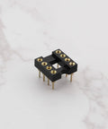 Gold Plated 8 Pin DIP IC Socket Adapter 2.54mm Pitch Straight Socket For OP Amp ICs on marble surface