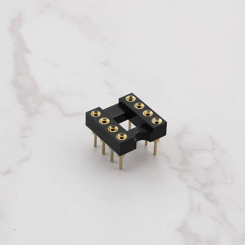 Gold Plated 8 Pin DIP IC Socket Adapter 2.54mm Pitch Straight Socket For OP Amp ICs on marble surface