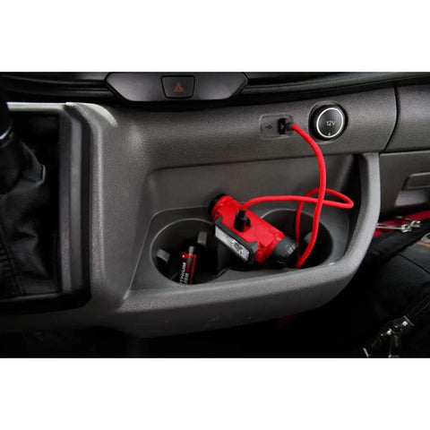 RedLithium USB Hard Hat Headlamp with LED Power 2163-21 Includes One Battery And One Charger in car console charging
