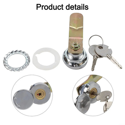 Round Cam Lock For Distribution Box And Cabinets, Heavy Duty Zinc Alloy Lock With 2 Keys, showing lock assembly and keys