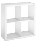 Open Back Four-Cube Storage Organizer In White, Sturdy Cube Shelving Unit With Front And Back Finished, Fits 13-Inch Bins