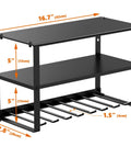 Built Tough 3 Tier Garage Tool Organizer Rack For Drills And Hand Tools Carbon Steel Wall Mount Shelf Space Saving Power Tool Storage System USA Designed Garage Storage Solution showing dimensions and shelf tiers.