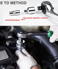 Utoolmart 3/8in to 1/4in drive impact socket adapters, female-to-male, Cr-V, 2-pack; shown with ratchet.