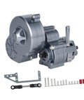 Aluminum Alloy RC Transmission Gearbox Kit for 1 to 10 Scale Crawlers with mounting hardware visible