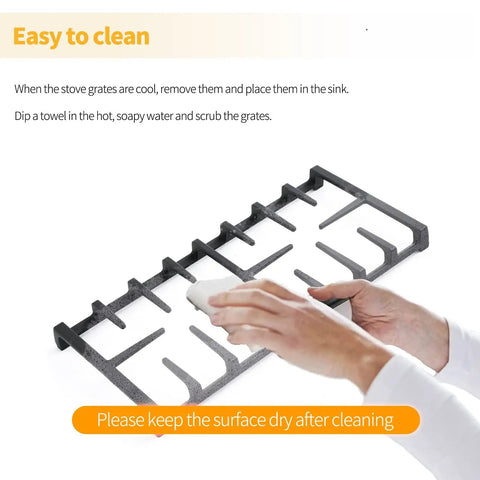 Cleaning Center Stove Grate Replacement For Gas Range Cast Iron Matte Enamel 19.3 In Long By 9.1 In Wide