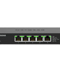 Front view of Five Port 2.5Gbps Multi Gig Unmanaged Ethernet Switch for fast no fuss networking with metal case and auto-negotiating ports