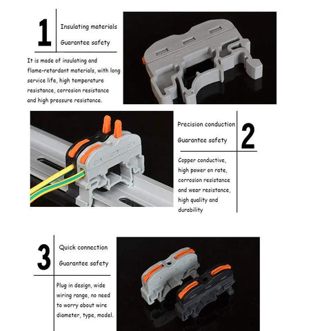 Plug In DIN Rail Terminal Blocks For Easy Screwless Wire Insertion Universal Compact Connector Set Designed For 35mm DIN Rails