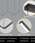 Details of Linear LED Chandelier With Remote Dimmable 35.4 Inch Tunable 3000K-6000K Hanging Light Black Finish materials and parts.