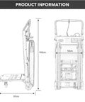 Heavy Duty Electric Stair Climbing Dolly With 660 Lb Capacity And 850 Watt Motor dimensions illustrated, showing 180cm height and 65cm width.