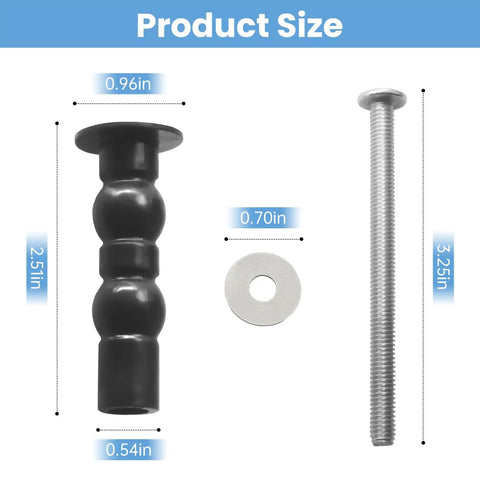 Top Mount Toilet Seat Bolts With Expanding Rubber Anchors For Toto Compatible Fixtures Quick Swap Bulletproof Grip Worry Free Install Secure Bathroom Hardware Mounting Fasteners For Home Renovation 2 Pack size illustration showing dimensions of parts.
