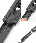 Close-up of Eight Pairs 10 Inch Full Extension Drawer Slides Black Side Mount With Screws Ball Bearing Rails For Kitchen And Office Cabinets