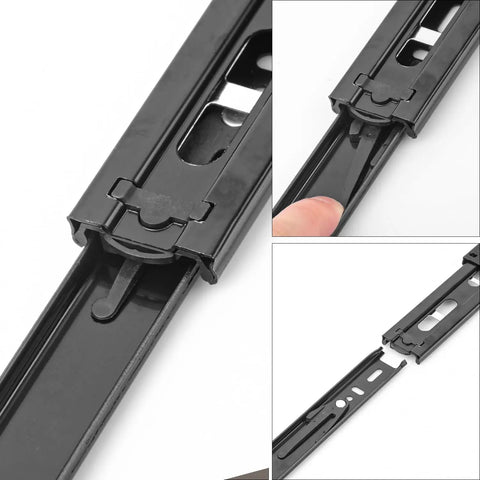 Close-up of Eight Pairs 10 Inch Full Extension Drawer Slides Black Side Mount With Screws Ball Bearing Rails For Kitchen And Office Cabinets