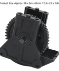 Rock Solid Two Speed Gearbox With Corrosion Resistant Transmission Case For RC Cars, 58 x 56 x 45mm, black heavy duty plastic gear set.