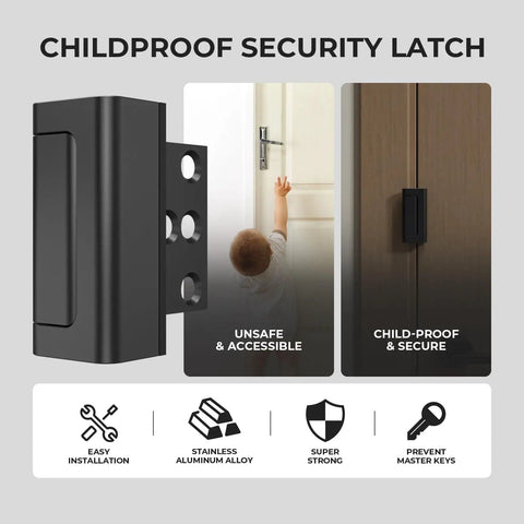 2 Pack Heavy Duty Home Security Door Reinforcement Lock For Kid Safety Inside Top Of Door Latch Stopper Aluminum Construction