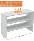 Expandable 3 Tier White Shoe Rack Organizer For Closet And Hallway, Adjustable Length From 16.9 To 28.3 Inches, Stackable Iron And Wood Shelves