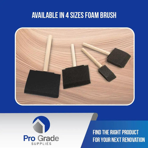 3 Inch Foam Brushes 36 Piece Set For Painting Staining Gluing And Craft Projects With Lightweight Wooden Handles shown in four sizes