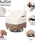Heavy Duty Waterproof Patio Chair Covers 2 Pack For 33W X 35D X 36H Swivel Outdoor Chairs No Fuss All Weather Beige Protective Covers