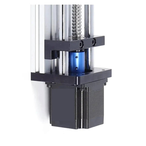 Smooth Ball Screw Linear Guide Rail Motion System With Precise Rock Solid Movement For Industrial Automation Including A 100mm Diameter Stepper Motor For High Torque And Reliable Positioning, close-up