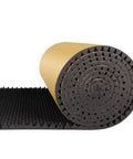 Heavy Duty Soundproof Panels Pro Grade Acoustic Foam Rolls Self Adhesive Wall Padding For Quick Room Makeovers And Noise Dampening Easy Peel Flame Retardant Black Acoustical Wraps 4 Wide rolled out showing textured surface.