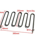 Top Shelf Kick Ass 3000W Immersion Heating Element With M14 Threading And 8MM Tubes Runs Five U Bent Coils dimensions 220mm x 300mm.