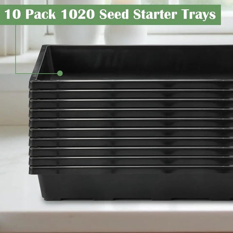 10 pack 1020 flat seed starter trays BPA free plastic nursery pots no drainage holes for seedlings microgreens