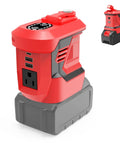 Hit The Road With Heavy Duty Juice From This 300W Portable Power Inverter For Makita 20V And 18V Batteries Converting DC To AC 110V For Camping Featuring Type C And Dual Usb Ports With A Cool Led, red power inverter with USB ports.