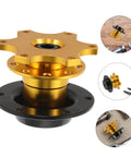 Quick Release Steering Wheel Hub Adapter For Racing Cars, Plug And Play Easy Removal, Durable Build, black and gold design