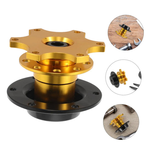 Quick Release Steering Wheel Hub Adapter For Racing Cars, Plug And Play Easy Removal, Durable Build, black and gold design
