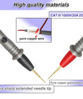 Pro Grade Multimeter Test Leads Kit With 1000V 20A Capacity 40.5 Inch Silicone Probes And Ultra Sharp Gold Plated Tips shown