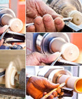 Crafting with Top Tier Tungsten Carbide Wood Lathe Turning Inserts 16 Piece Heavy Duty Replacement Set during wood turning.