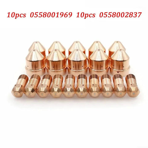 20Pcs Electrode And Nozzle Set For PT32 PT32EH Plasma Torch 1.4mm Nozzle Includes 10 Electrodes 0558001969 And 10 Nozzles 0558002837