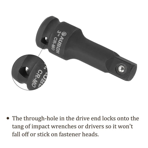 Dang Tough 3 Piece Socket Extension Bar Set For Half Inch Drive Tools Rock Solid Chrome Moly Steel with through-hole design.