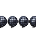 Four lamps from Traxxas RC Light Strips Kit for 1 tenth Crawlers with metal grills and white LED beads