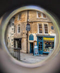 View through Ultra HD Door Peephole Viewer Built Tough In Solid Brass With Heavy Duty Rotating Privacy Cover 200 Degree Lens