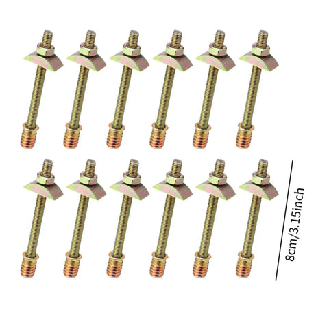 12 Piece M8x80mm Threaded Rod Kit For Wardrobe And Office Desk Setup, Heavy Duty Furniture Connecting Fittings displayed