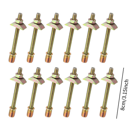 Beefy 12 Piece Bed Frame Fasteners Set With M8x80mm Bolts And Threaded Rod Connectors For Tough Half Moon Spacers And Nuts