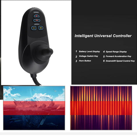 Electric wheelchair joystick controller, black, 4-key, DC24V 45A