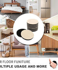 Heavy Duty Furniture Sliders 16 Pack Three And A Half Inch Combo for Hardwood and Carpet Floors displayed with furniture.