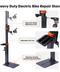 Electric Bike Repair Stand With 360 Degree Rotating Clamp Adjustable Height From 30 To 77 Inches 165 Lbs Capacity Tool Tray
