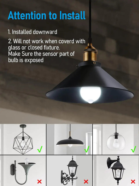 Installation guide for Hands Free Motion Sensor LED Bulb A19 9W 60W Equivalent 900 Lumens E26 Base 6000K Pure White