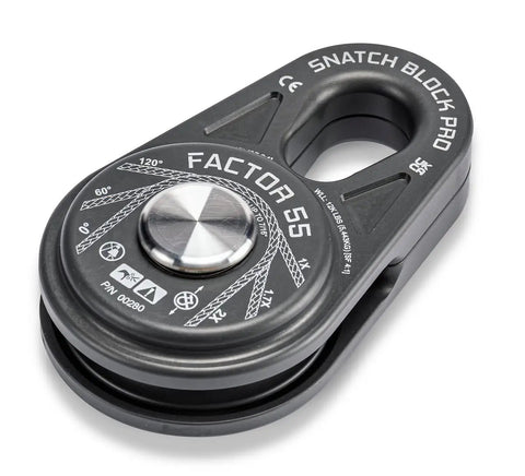 Snatch Block Pro Compact Recovery Block For Winch Lines Lightweight At Three Point Two Lbs Ideal For Serious Recoveries Two Point Five By Four Point Zero By Six Point Six Inch Frame Machined In USA From 6061 T6 Aluminum And 304 Stainless Steel, black pulley