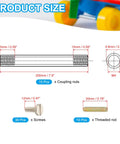 Round Coupling Nuts Kit 200mm Long M4 Threaded Connector Bar Hardware with Heavy Duty Fully Threaded Rods and Slotted Screws