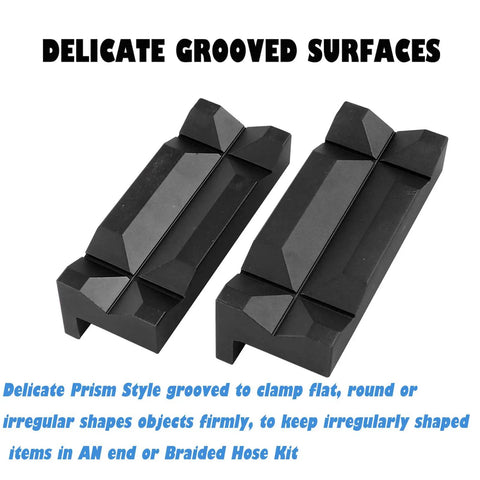 Top Shelf 4 Inch Aluminum Vise Jaw Pads Featuring Hella Strong Magnets And Reversible Design Provide Zero Mark Protection For Pipes And Delicate Parts Shop Floor Essential Covers That Keep Your Bench Vice Running Smooth All Day. Black anodized aluminum jaw pads with delicate grooves for secure grip.