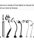 Variety of Heavy Duty Flexible Gooseneck Work Lights With Dual Clamp Options for Home or Office, including multiple styles and sizes.