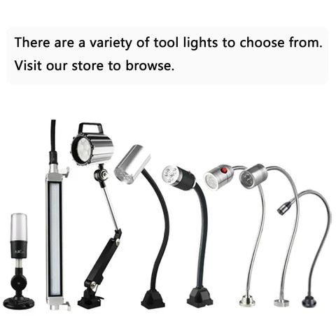 Variety of Heavy Duty Flexible Gooseneck Work Lights With Dual Clamp Options for Home or Office, including multiple styles and sizes.
